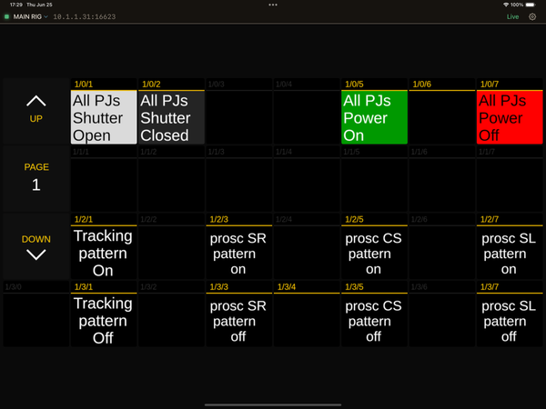 CyberDeck on iPad in landscape, showing a Companion surface with live button state.